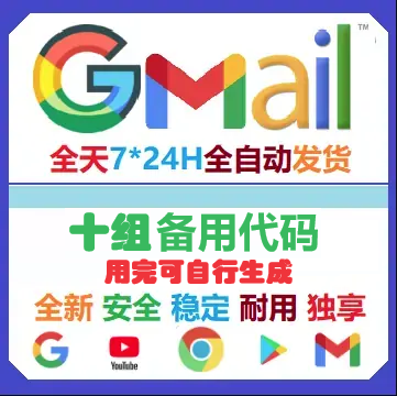 谷歌Google账号创建于2024年3-4月份Google/Gmail邮箱+备辅邮箱 带两步验证十组备用代码